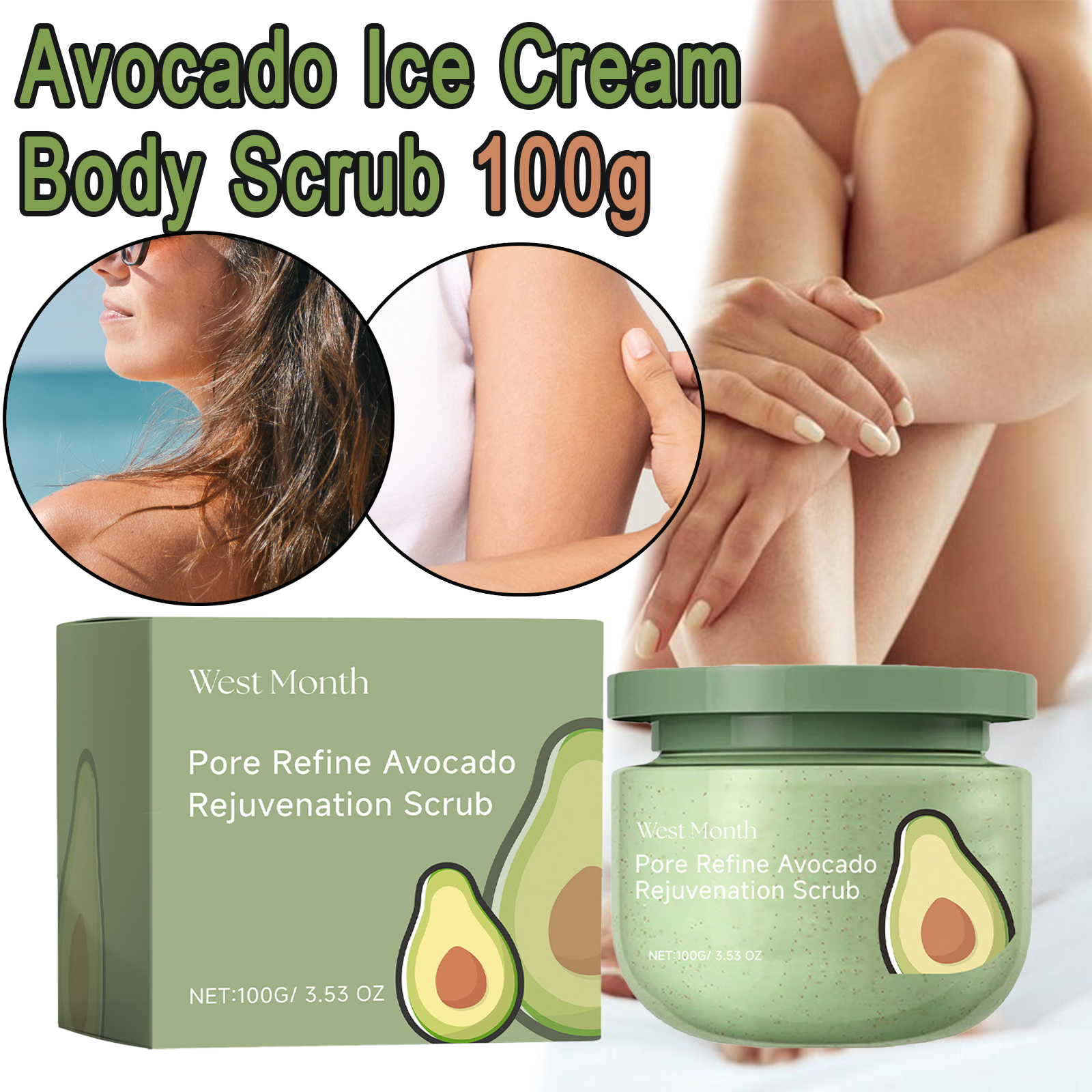 Avocado Ice Cream Body Scrub 1 - Luxury Glow Skincare のレビューと価格